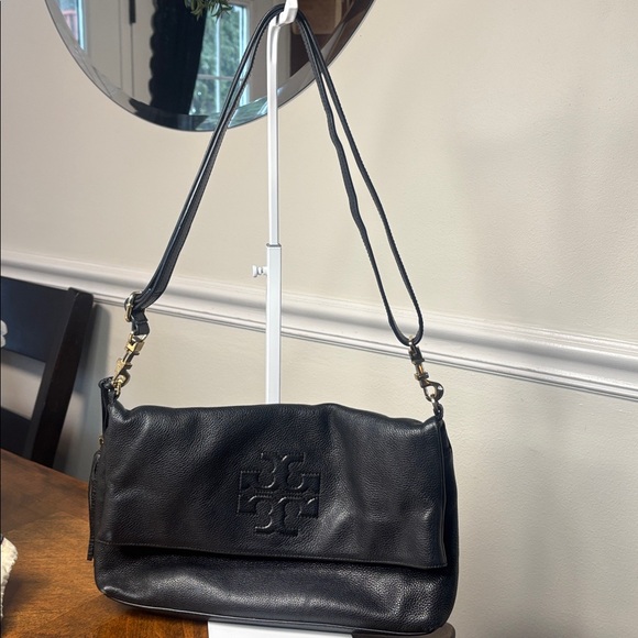 TORY BURCH THEA FOLD-OVER BAG PEBBLED LEATHER w/DUSTBAG! EUC - Picture 5 of 16